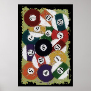 GRUNGY BILLIARDS BOLLAR POSTER