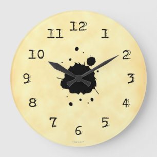 Grungy Bläck Blot Wall Clock Stor Klocka