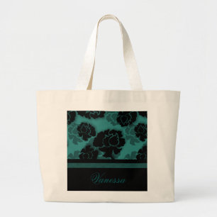 Grungy Blommigt Decadence Bag, Teal Jumbo Tygkasse