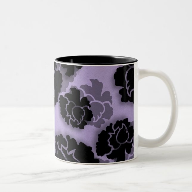 Grungy Blommigt Decadence Mugg, Lavender Två-Tonad Mugg (Höger)