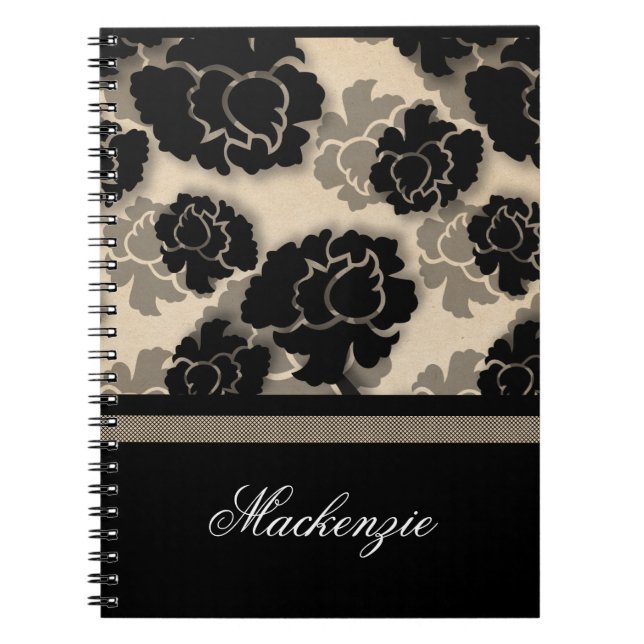 Grungy Blommigt Decadence Notebook, Elfenbenskuste Anteckningsbok Med Spiral (Framsidan)