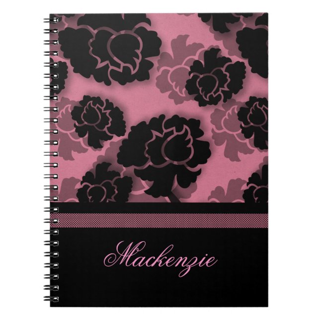 Grungy Blommigt Decadence Notebook, Rosa Anteckningsbok (Framsidan)