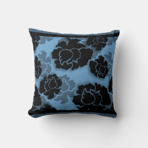Grungy Blommigt Decadence Pillow, Blue Kudde