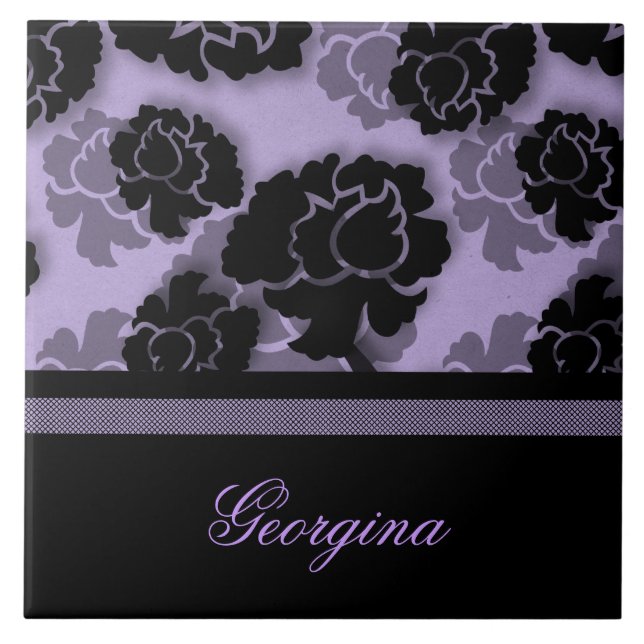 Grungy Blommigt Decadence Tile, Lilac Kakelplatta (Framsidan)