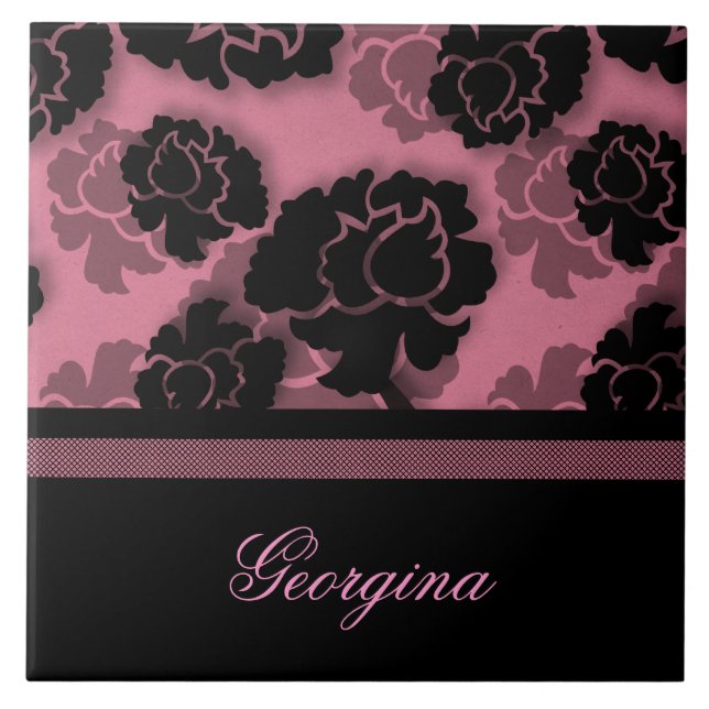 Grungy Blommigt Decadence Tile, Rosa Kakelplatta (Framsidan)