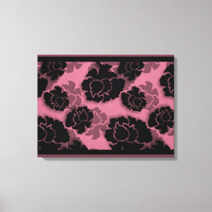 Grungy Blommigt Decadence Wrapped Canvas, Rosa Canvastryck