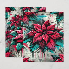 Grungy Blommigts Poinsettia Graffiti Scrapbook Pap