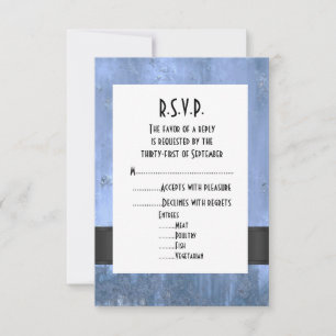 Grungy blue metall stil bröllop R.S.V.P. OSA Kort