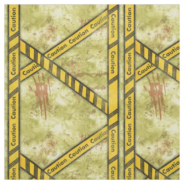 Grungy Caution Tape Halloween Tyg (Provkarta)