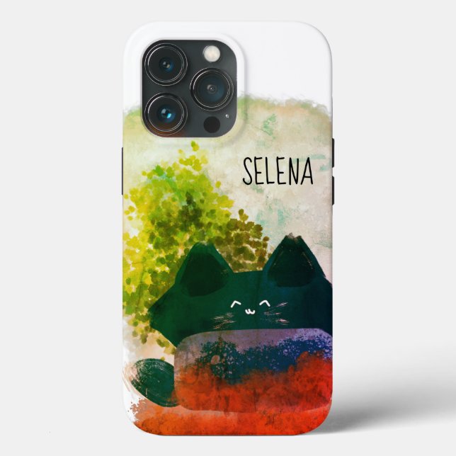 Grungy Cute Tecknad Gömt Fluffy Cat (Baksida )