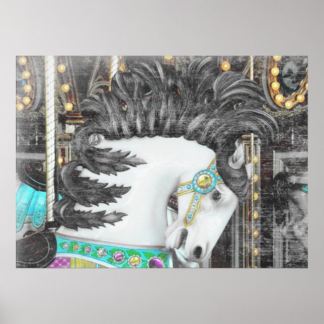 Grungy Faded Merry-Go Round Horse Poster (Framsidan)
