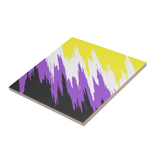 Grungy Funky ZigZag Abstrakt Icke-binär Prideflagg Kakelplatta (Sidan)