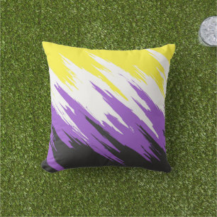 Grungy Funky ZigZag Abstrakt Icke-binär Prideflagg Kudde