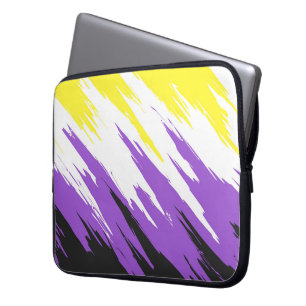 Grungy Funky ZigZag Abstrakt Icke-binär Prideflagg Laptop Fodral