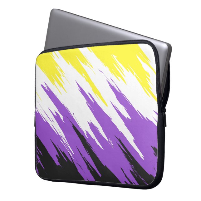 Grungy Funky ZigZag Abstrakt Icke-binär Prideflagg Laptop Fodral (Framsidan Vänster)