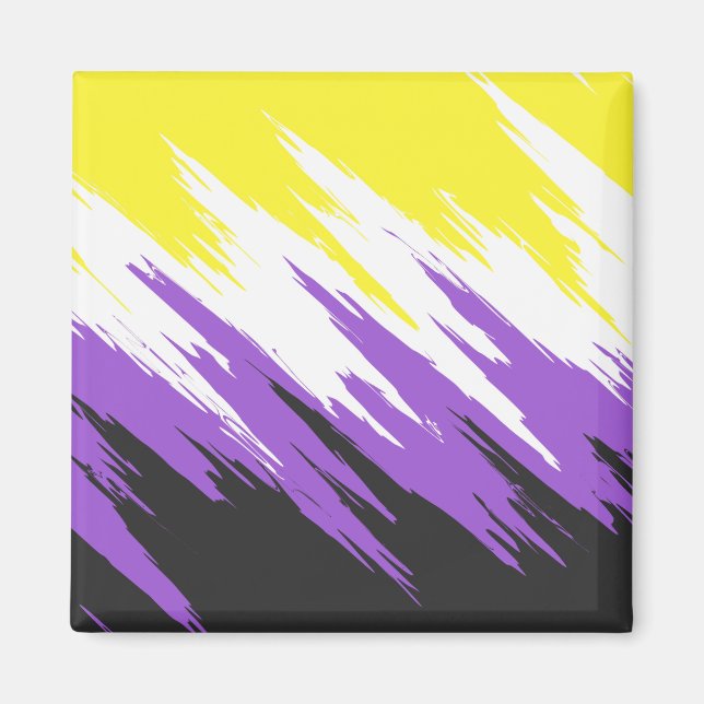 Grungy Funky ZigZag Abstrakt Icke-binär Prideflagg Magnet (Framsidan)