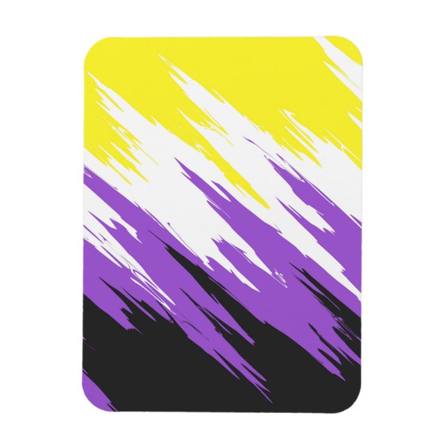 Grungy Funky ZigZag Abstrakt Icke-binär Prideflagg Magnet (Vertikal)