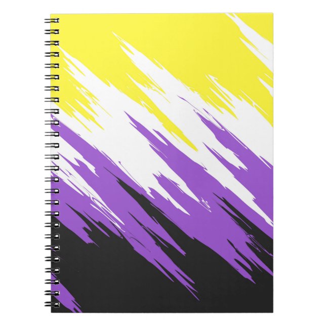 Grungy Funky ZigZag Abstrakt Icke-binärt Pride Fla Anteckningsbok (Framsidan)