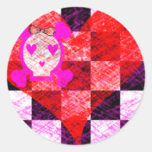 GRUNGY GIRLY SKULL HEART CHECKERSS RUNT KLISTERMÄRKE