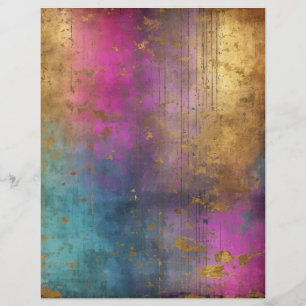 Grungy Glam Rosa Turquise Guld Scrapbook Papper