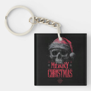 Grungy Gothic Skull med en stressad Santa Hat
