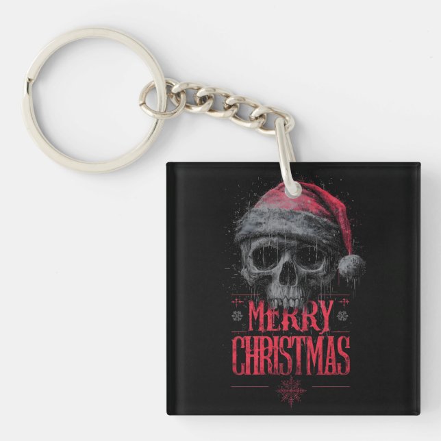 Grungy Gothic Skull med en stressad Santa Hat (Framsidan)