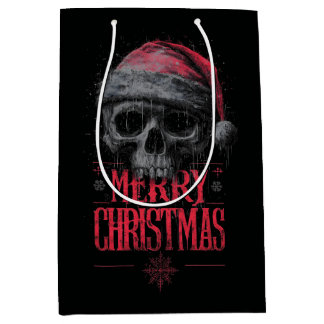 Grungy Gothic Skull med en stressad Santa Hat