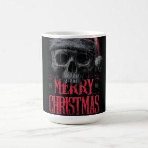 Grungy Gothic Skull med en stressad Santa Hat Kaffemugg