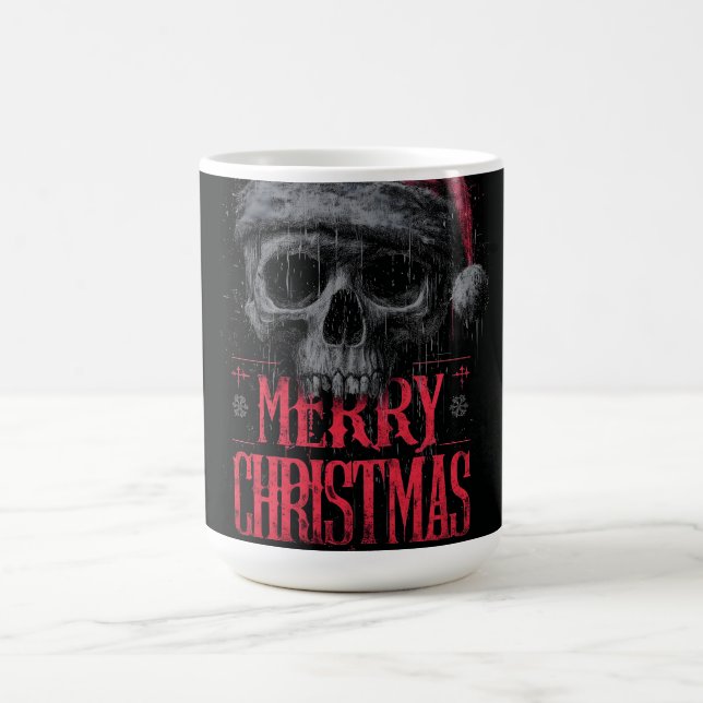 Grungy Gothic Skull med en stressad Santa Hat Kaffemugg (Center)