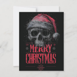Grungy Gothic Skull med en stressad Santa Hat Vykort