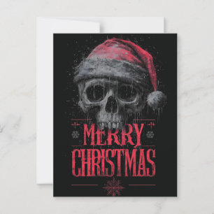Grungy Gothic Skull med en stressad Santa Hat Vykort