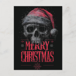 Grungy Gothic Skull med en stressad Santa Hat Vykort