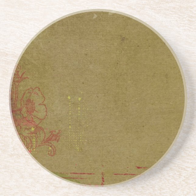 Grungy Graffiti med röd Blommigt Underlägg Sandsten (Framsidan)