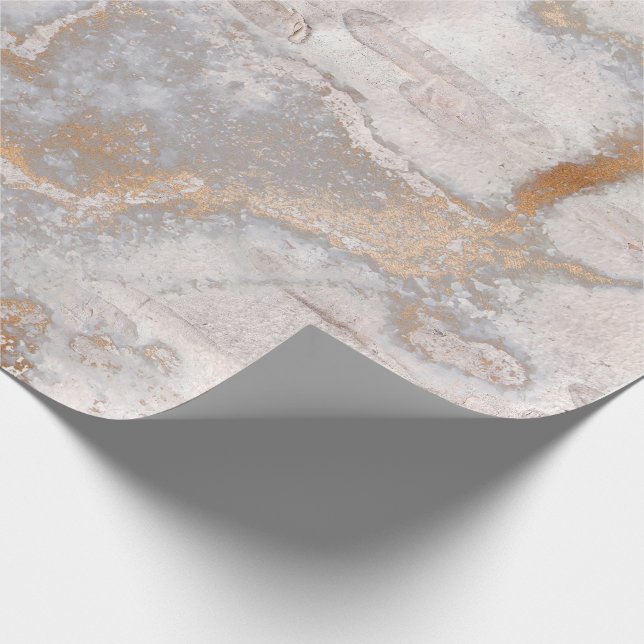 Grungy Guld  Birch Rustic Cottage Marble Presentpapper (Hörn)