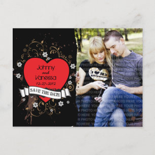 Grungy Heart Sten & Roll Photo Save Date Meddelande Vykort