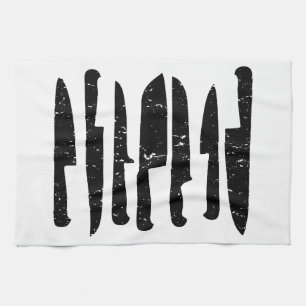 Grungy kock t-handduk för knivarillustration kökshandduk