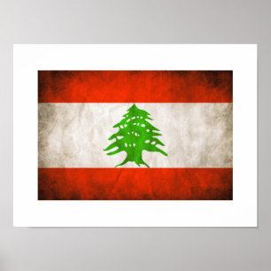 Grungy Libanon flagga Poster