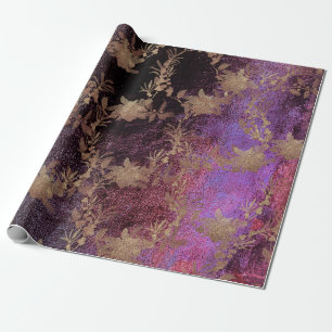 Grungy Lila Gammal utandningsluft vid Guld, Royal Presentpapper