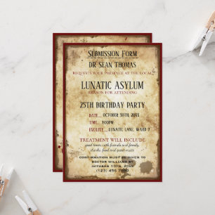 Grungy Lunatic Asylum Birthday Inbjudningar