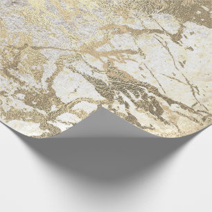 Grungy Molten Guld Parly Marble Shiny Metallic Presentpapper