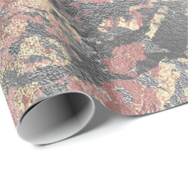 Grungy Molten Silver Ro Guld Rosa Marble Metall Presentpapper