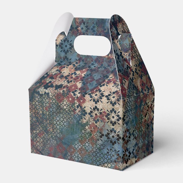 Grungy mönster med den smutsiga patchworken av presentaskar (Baksidan Sidan)