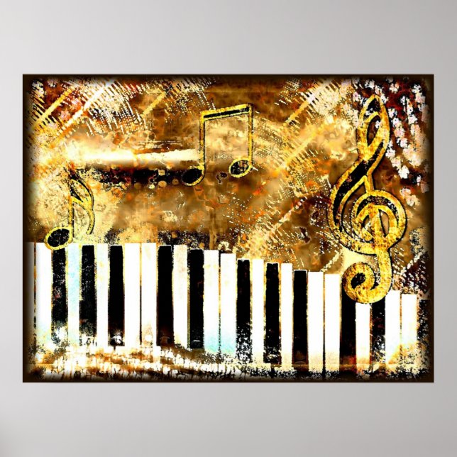 Grungy musical piano tangentbord Poster (Framsidan)