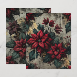 Grungy Poinsettia Blommigt Tapet Skrapbok Papper