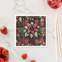 Grungy Poinsettia Play Fabric Decoupage Papper