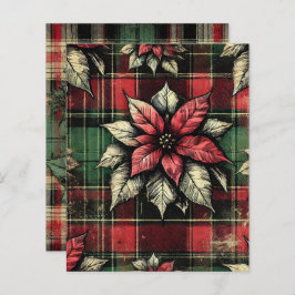 Grungy Poinsettia Rutmönstrad Scrapbookpapper