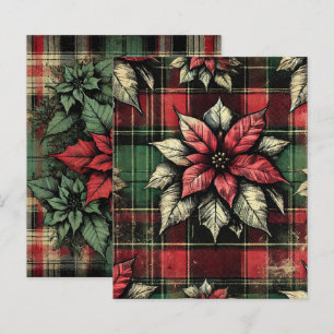 Grungy Poinsettia Rutmönstrad Scrapbookpapper