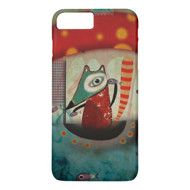 Grungy randig konst med räv Case-Mate iPhone skal (Baksida)