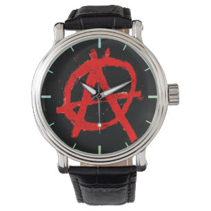 Grungy Red Anarchy Symbol Armbandsur