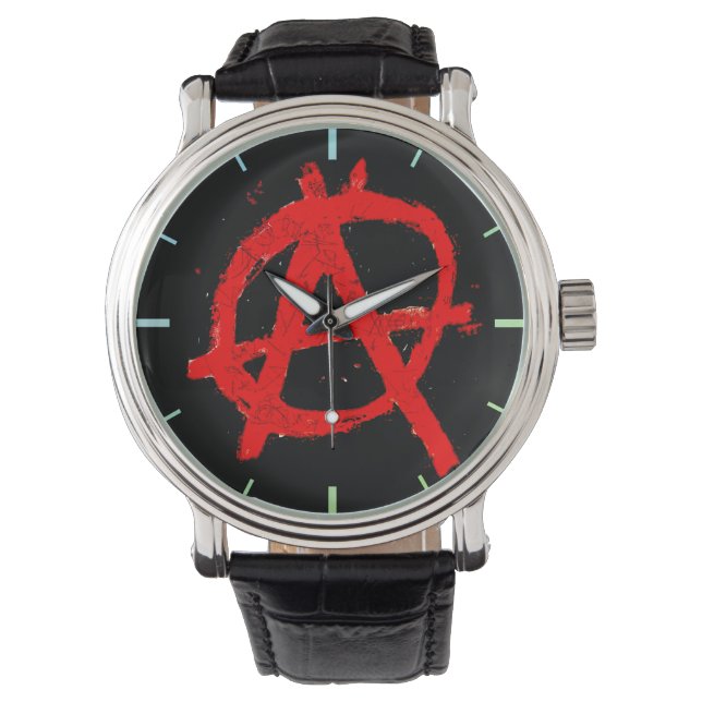 Grungy Red Anarchy Symbol Armbandsur (Framsida)